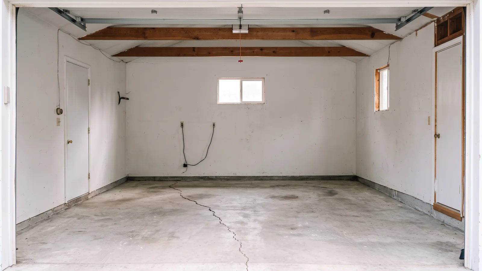 Cleared garage with open floor space