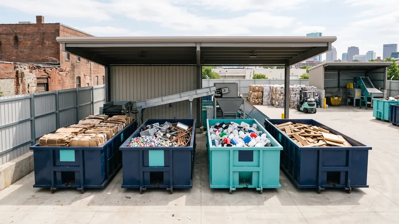 Cardboard, metal and plastic sorted at a recycling facility