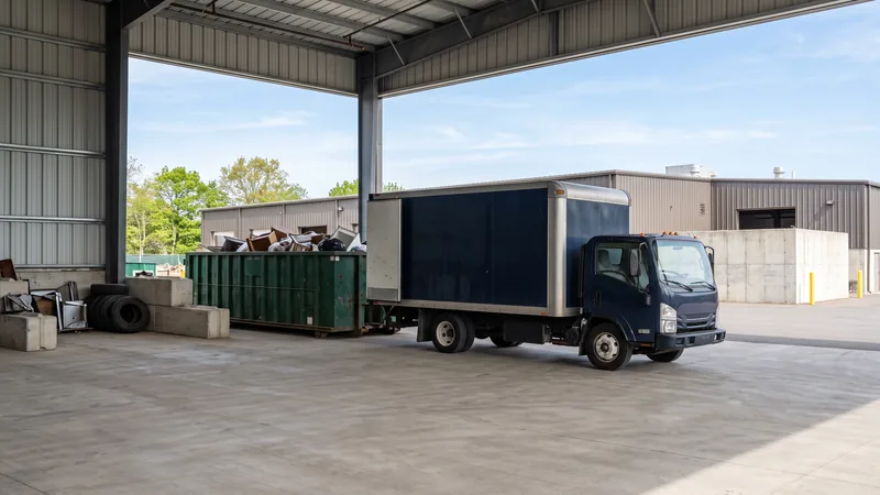 Junk removal truck at an organized waste transfer station